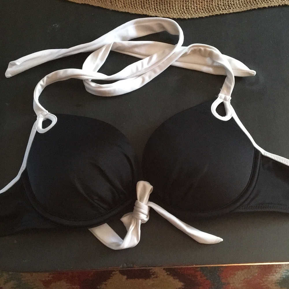 Victoria's Secret Black and White Halter Bikini Top
